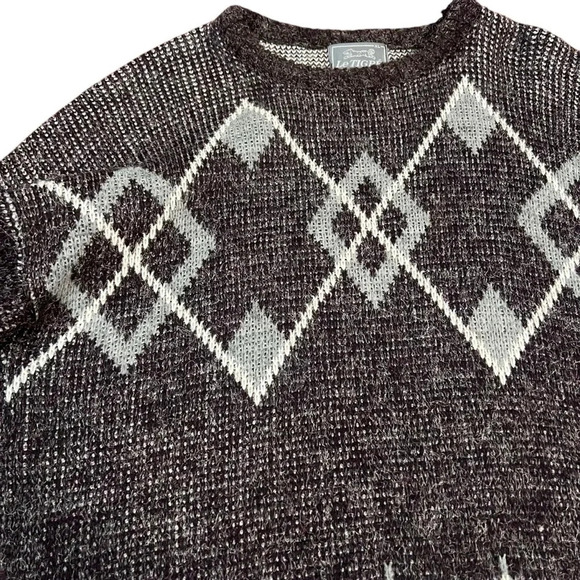Le Tigre Argyle Acrylic Knit Pullover Sweater XL - Picture 2 of 7